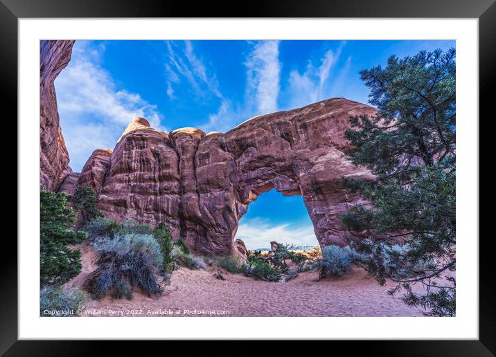 Pine Tree Arch Devils Garden Arches National Park Moab Utah  Framed Mounted Print by William Perry