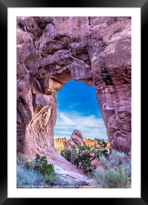 Pine Tree Arch Devils Garden Arches National Park Moab Utah  Framed Mounted Print by William Perry