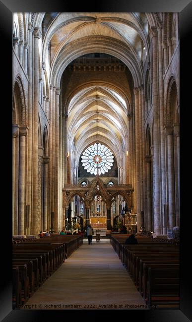 Inside Durham Cathedral Framed Print by Richard Fairbairn