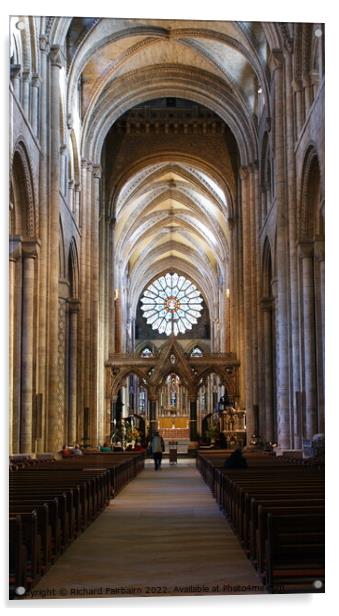 Inside Durham Cathedral Acrylic by Richard Fairbairn