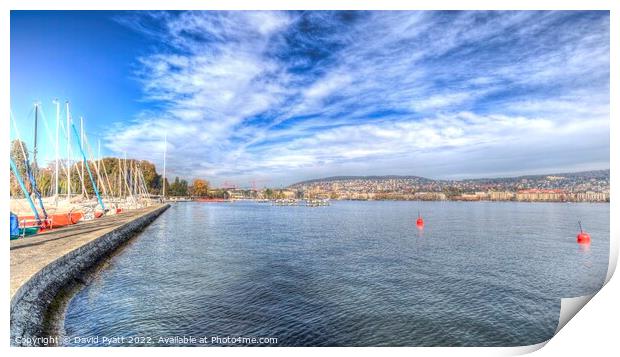 Lake Zurich Panorama Print by David Pyatt