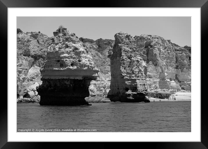 Cliffs and Sea of Carvoeiro in Monochrome Framed Mounted Print by Angelo DeVal