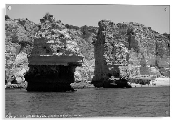 Cliffs and Sea of Carvoeiro in Monochrome Acrylic by Angelo DeVal