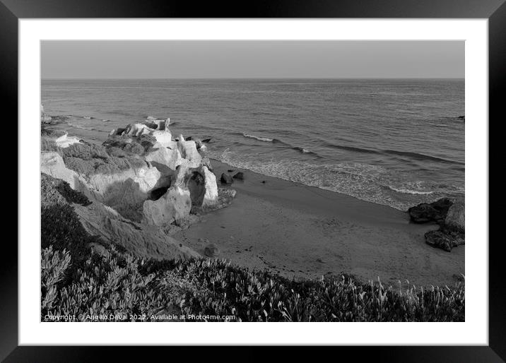 Over the Cliffs of Gale Beach in Monochrome Framed Mounted Print by Angelo DeVal