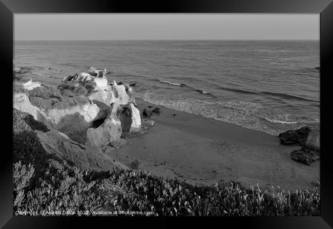 Over the Cliffs of Gale Beach in Monochrome Framed Print by Angelo DeVal