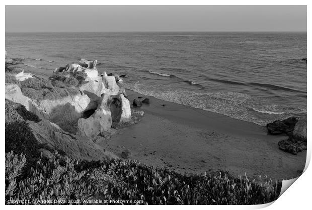 Over the Cliffs of Gale Beach in Monochrome Print by Angelo DeVal