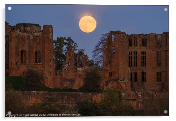 Kenilworth Castle Moonrise Acrylic by Nigel Wilkins
