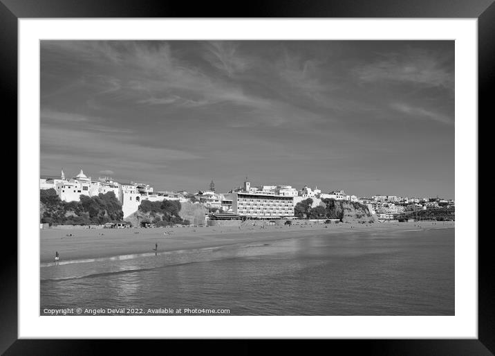 Peneco beach in Albufeira - Monochrome Framed Mounted Print by Angelo DeVal