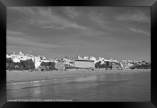 Peneco beach in Albufeira - Monochrome Framed Print by Angelo DeVal