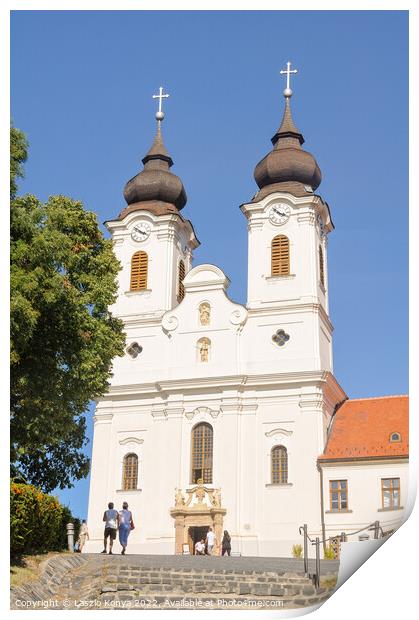 Benedictine Abbey Church - Tihany Print by Laszlo Konya