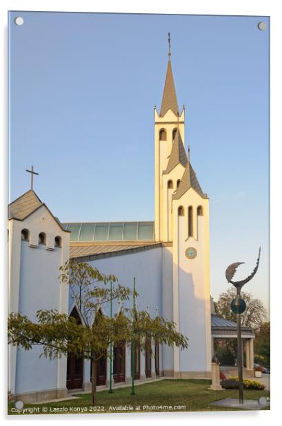 Holy Spirit Catholic Church - Heviz Acrylic by Laszlo Konya