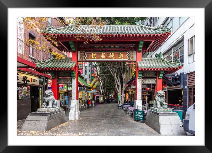 Gate or Paifnag at the entrance to Chinatown, Framed Mounted Print by Kevin Hellon
