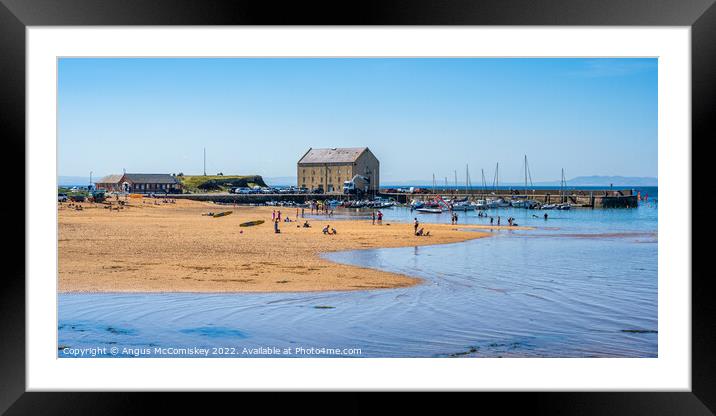 Panoramic view across beach to Elie harbour Framed Mounted Print by Angus McComiskey