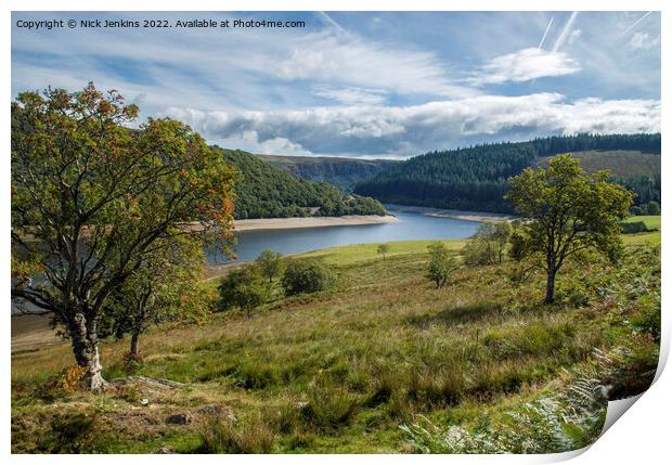 Pen y Garreg Reservoir Elan Valley September Powys Print by Nick Jenkins