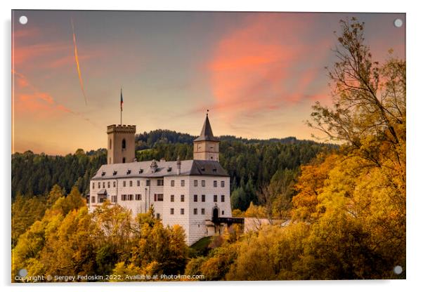 Rozmberk nad Vltavou castle in Southern Bohemia, Czech Republic Acrylic by Sergey Fedoskin