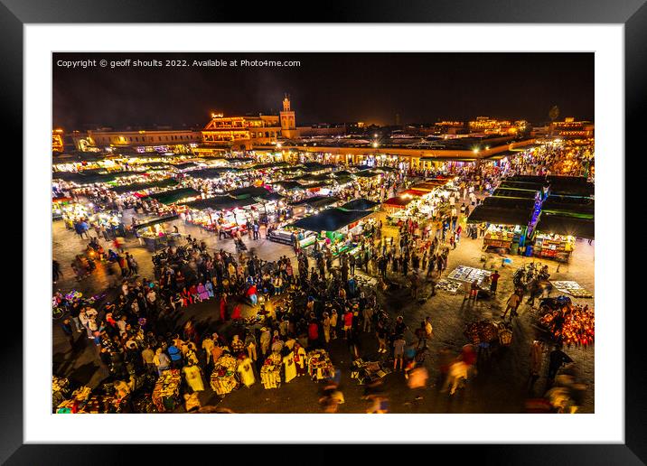 Jemaa el-Fnaa, Marrakech Framed Mounted Print by geoff shoults