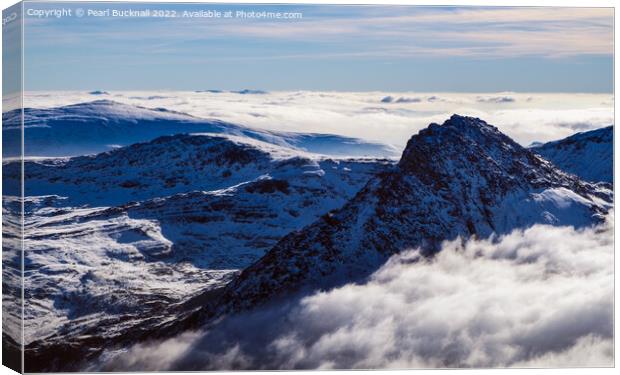Tryfan Mountain Above the Clouds Canvas Print by Pearl Bucknall