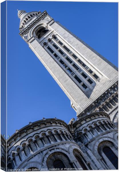 The bell tower of the Sacre Coeur from rue du Chevalier-de-La-Barre, Paris, France Canvas Print by Dave Collins