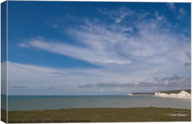 Seven Sisters at Burling Gap, Sussex Canvas Print by Sally Wallis