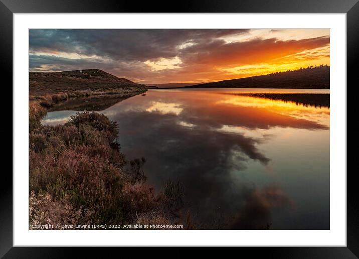 Harbottle Lake Sunset Framed Mounted Print by David Lewins (LRPS)