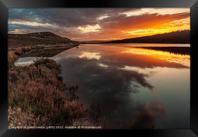 Harbottle Lake Sunset Framed Print by David Lewins (LRPS)