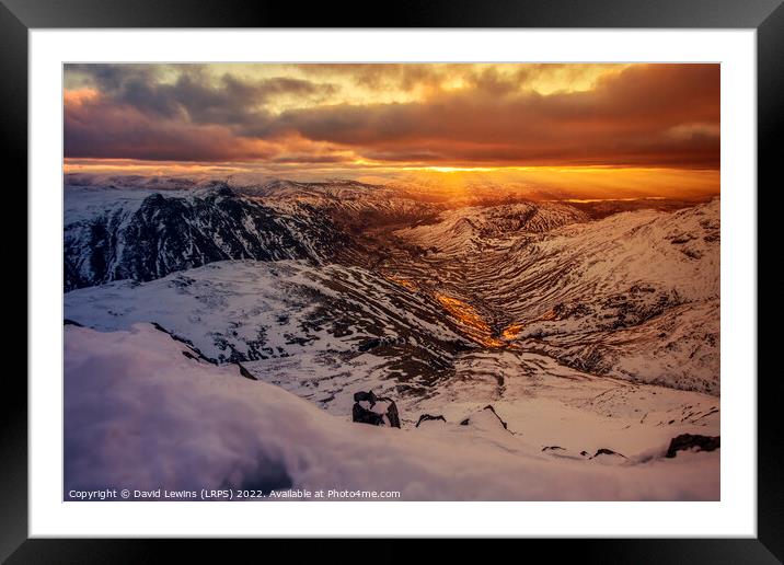Great Langdale Valley Winter Sunrise Framed Mounted Print by David Lewins (LRPS)