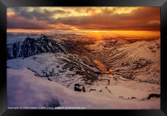 Great Langdale Valley Winter Sunrise Framed Print by David Lewins (LRPS)