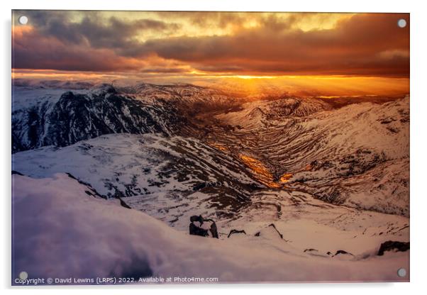 Great Langdale Valley Winter Sunrise Acrylic by David Lewins (LRPS)