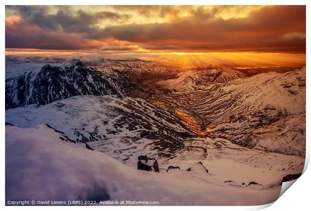 Great Langdale Valley Winter Sunrise Print by David Lewins (LRPS)