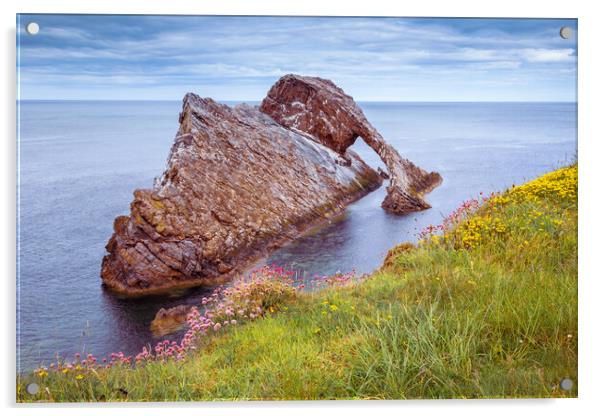 Bow Fiddle Rock at Portknockie Acrylic by John Frid