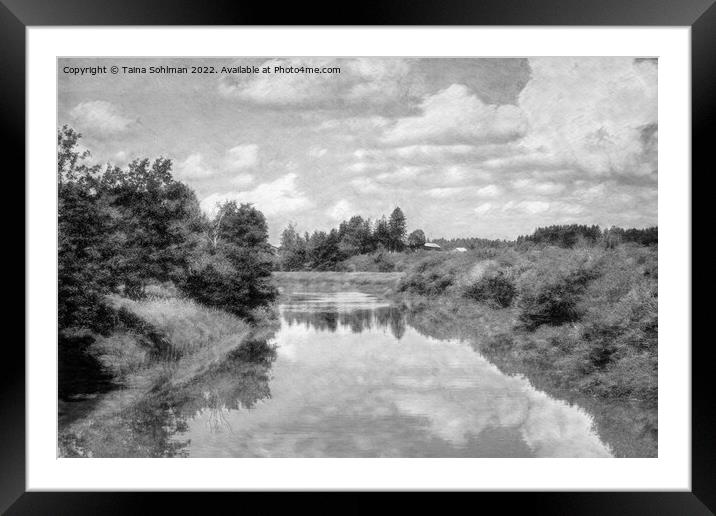 Beautiful Afternoon at the Lake Monochrome Framed Mounted Print by Taina Sohlman