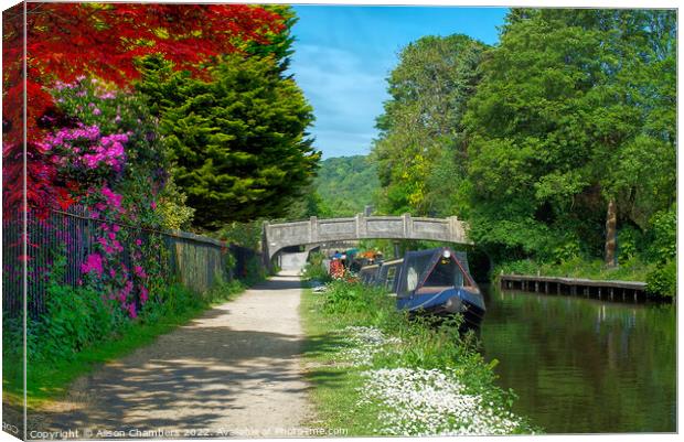 Hebden Bridge Rochdale Canal  Canvas Print by Alison Chambers