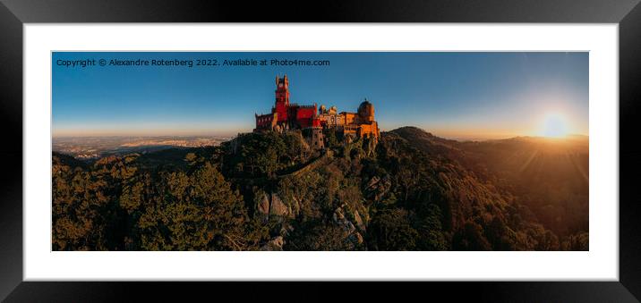 Panoramic view of Pena Palace, Sintra at sunset Framed Mounted Print by Alexandre Rotenberg