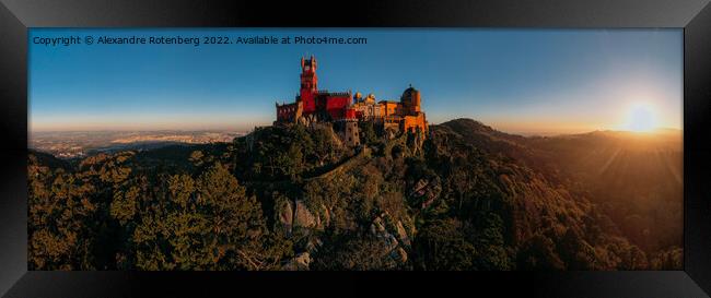 Panoramic view of Pena Palace, Sintra at sunset Framed Print by Alexandre Rotenberg