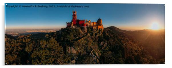 Panoramic view of Pena Palace, Sintra at sunset Acrylic by Alexandre Rotenberg