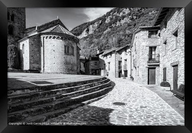 Romanesque Echoes in Beget - CR2011-4074-BW Framed Print by Jordi Carrio