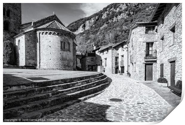 Romanesque Echoes in Beget - CR2011-4074-BW Print by Jordi Carrio