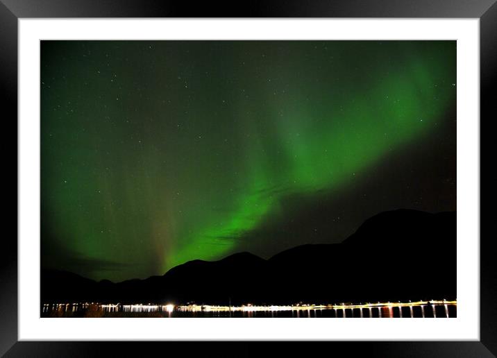 The Northern Lights Aurora Borealis Skei Norway Framed Mounted Print by Andy Evans Photos