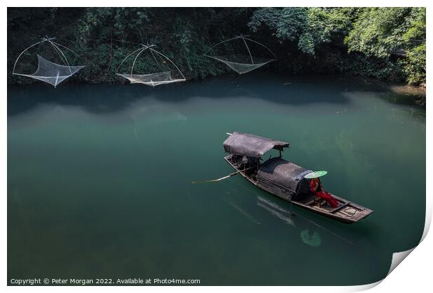 Fishing in China Print by Peter Morgan