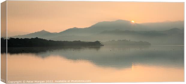 Misty Chinese Sunrise Canvas Print by Peter Morgan
