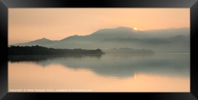 Misty Chinese Sunrise Framed Print by Peter Morgan