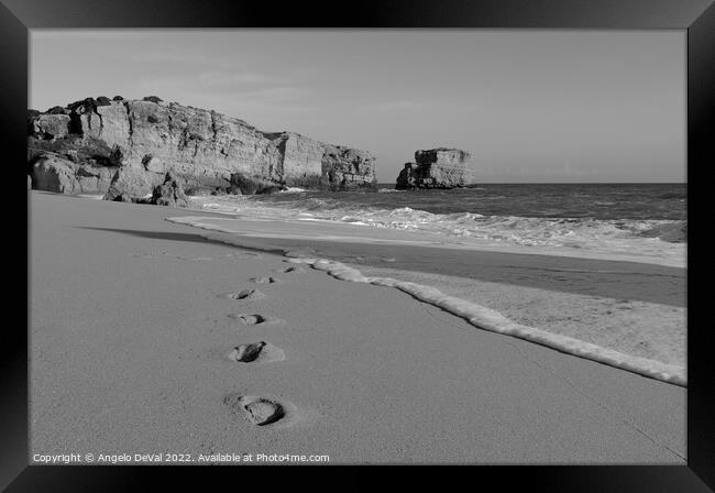 Footprints in Sao Rafael Beach Framed Print by Angelo DeVal