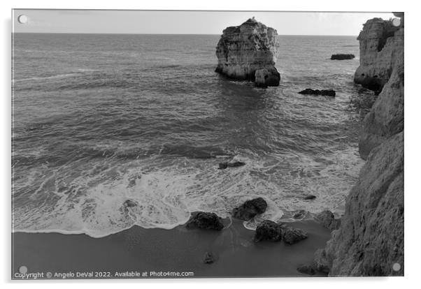 Cliffs of Sao Rafael Beach - Monochrome Acrylic by Angelo DeVal