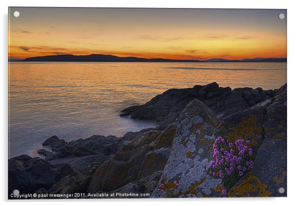Portencross Sunset Scotland Acrylic by Paul Messenger