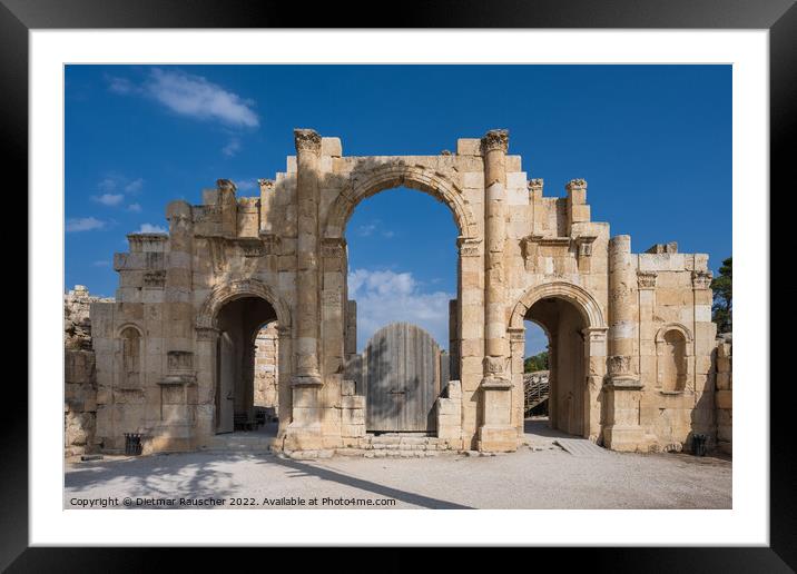 Gerasa South Gate in Jerash Framed Mounted Print by Dietmar Rauscher