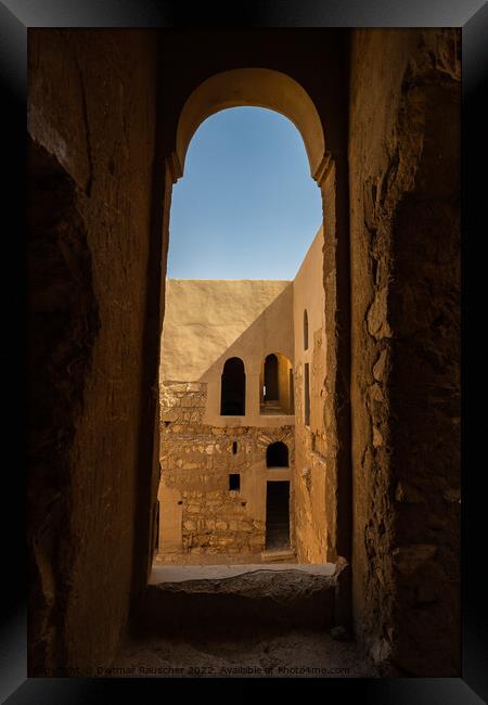 Qasr Kharana Desert Castle Interior Window Framed Print by Dietmar Rauscher