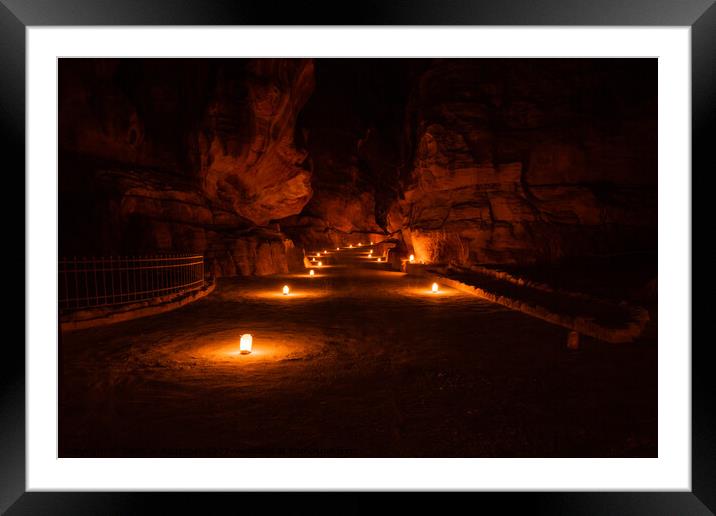 The Siq of Petra by Night Framed Mounted Print by Dietmar Rauscher