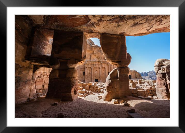 Tomb of the Soldier and Coloured Triclinium in Petra Framed Mounted Print by Dietmar Rauscher