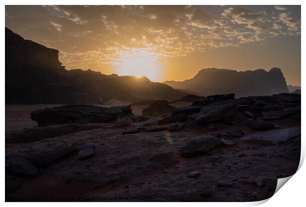Wadi Rum Sunset in Jordan Print by Dietmar Rauscher