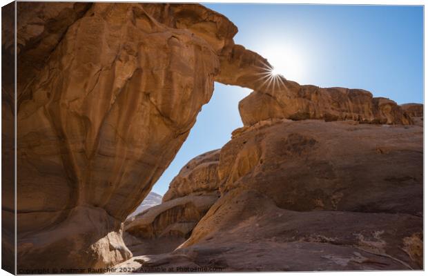 Um Frouth Rock Arch in Wadi Rum Canvas Print by Dietmar Rauscher